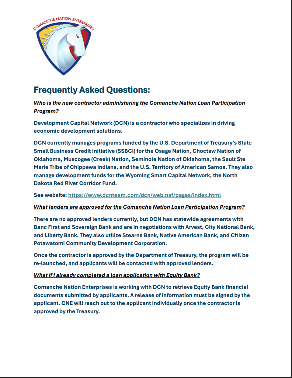 SSBCI Frequently Asked Questions